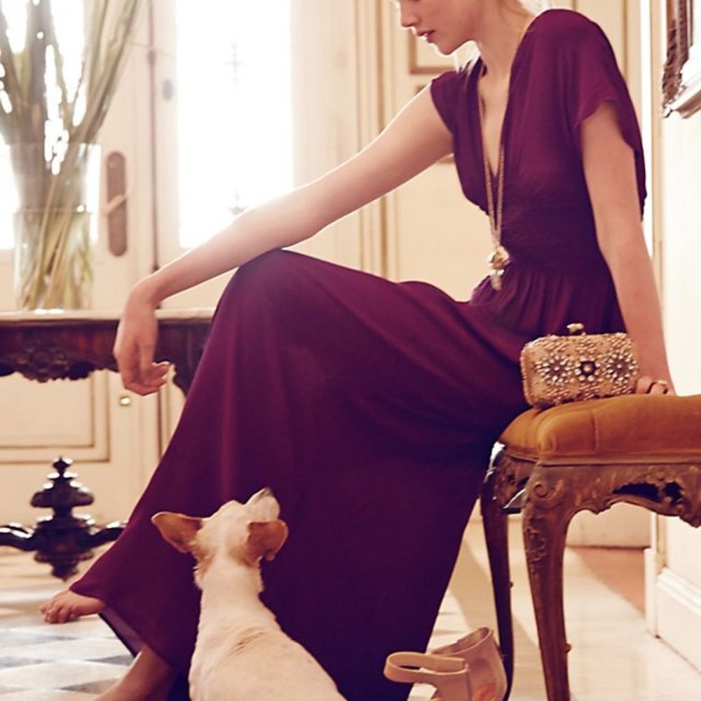Anthropologie Konrad+Joseph Fuchsia 100% Rayon Georgette Epilogue Maxi Dress